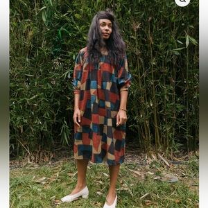 Umber & Ochre Devi Peasant Dress in Blocks NWOT